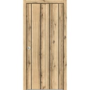 Sliding Closet Bi-fold Doors 72 x 80 inches | Planum 0017 Oak with Frosted Glass | Sturdy Tracks Moldings Trims Hardware Set | Wood Solid Bedroom Wardrobe Doors