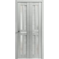 thumbnail image 1 of Sliding Closet Bi-fold Doors 72 x 80 inches | Veregio 7288 Light Grey Oak with Frosted Glass | Sturdy Tracks Moldings Trims Hardware Set | Wood Solid Bedroom Wardrobe Doors, 1 of 5