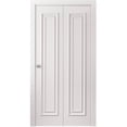 thumbnail image 1 of Sliding Closet Bi-fold Doors 72 x 96 inches | CLASSIC 1189 White Enamel | Sturdy Tracks Moldings Trims Hardware Set | Wood Solid Bedroom Wardrobe Doors, 1 of 5