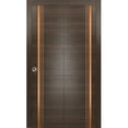 thumbnail image 1 of Sliding Closet Bi-fold Doors 72 x 96 inches | Planum 1010 Chocolate Ash with Frosted Glass | Sturdy Tracks Moldings Trims Hardware Set | Wood Solid Bedroom Wardrobe Doors, 1 of 5