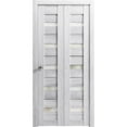 thumbnail image 1 of Sliding Closet Bi-fold Doors 72 x 96 inches | Quadro 4445 Nordic White with Frosted Glass | Sturdy Tracks Moldings Trims Hardware Set | Wood Solid Bedroom Wardrobe Doors, 1 of 5