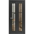 thumbnail image 1 of Sliding Closet Bi-fold Doors 84 x 80 inches | Lucia 2366 Matte Black Clear Glass | Sturdy Tracks Moldings Trims Hardware Set | Wood Solid Bedroom Wardrobe Doors, 1 of 5
