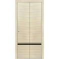 thumbnail image 1 of Sliding Closet Bi-fold Doors 84 x 80 inches | Planum 0012 Natural Veneer with Frosted Glass | Sturdy Tracks Moldings Trims Hardware Set | Wood Solid Bedroom Wardrobe Doors, 1 of 5