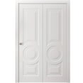 thumbnail image 1 of Sliding Closet Bi-fold Doors 84 x 80 inches | SELECT 1089 White | Sturdy Tracks Moldings Trims Hardware Set | Wood Solid Bedroom Wardrobe Doors, 1 of 5