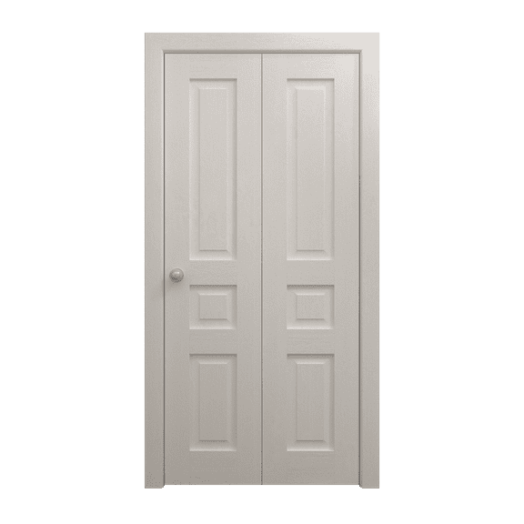 Sliding Closet Bi-fold Doors 84 x 96 inches | Ego 5012 Painted White Oak | Sturdy Tracks Moldings Trims Hardware Set | Wood Solid Bedroom Wardrobe Doors