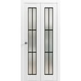 thumbnail image 1 of Sliding Closet Bi-fold Doors 84 x 96 inches | Planum 2122 White Silk Frosted Glass | Sturdy Tracks Moldings Trims Hardware Set | Wood Solid Bedroom Wardrobe Doors, 1 of 5