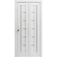 thumbnail image 1 of Sliding Closet Bi-fold Doors 84 x 96 inches | Quadro 4088 Nordic White with Frosted Glass | Sturdy Tracks Moldings Trims Hardware Set | Wood Solid Bedroom Wardrobe Doors, 1 of 5