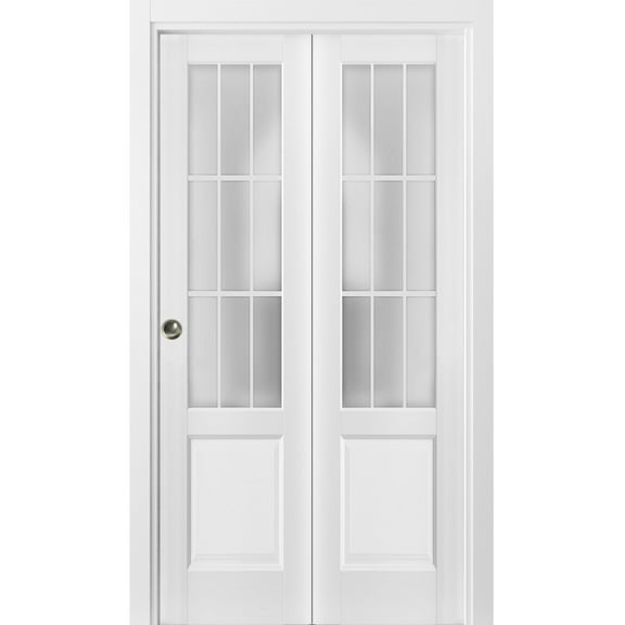 Sliding Closet Bi-fold Doors | Felicia 3309 White Silk with Frosted Glass