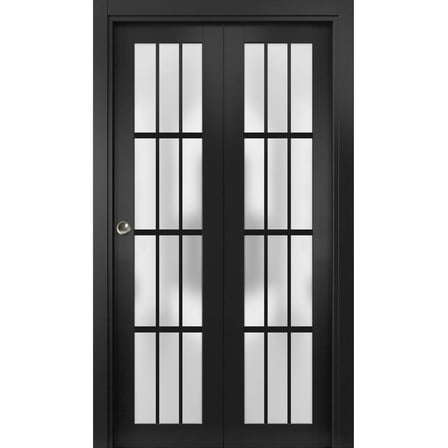 Sliding Closet Bi-fold Doors | Felicia 3312 Matte Black with Frosted Glass