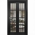 thumbnail image 1 of Sliding Closet Bi-fold Doors | Felicia 3355 Matte Black with Clear Glass, 1 of 5