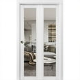 thumbnail image 1 of Sliding Closet Bi-fold Doors | Lucia 2166 White Silk Clear Glass -36 x 84, 1 of 5