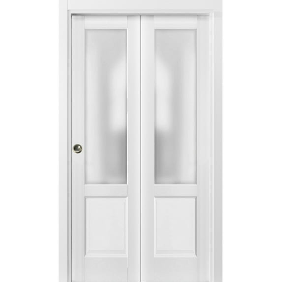 Sliding Closet Bi-fold Doors | Lucia 22 White Silk with Frosted Glass