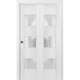thumbnail image 1 of Sliding Closet Bi-fold Doors | Lucia 4070 White Silk with Frosted Glass, 1 of 5