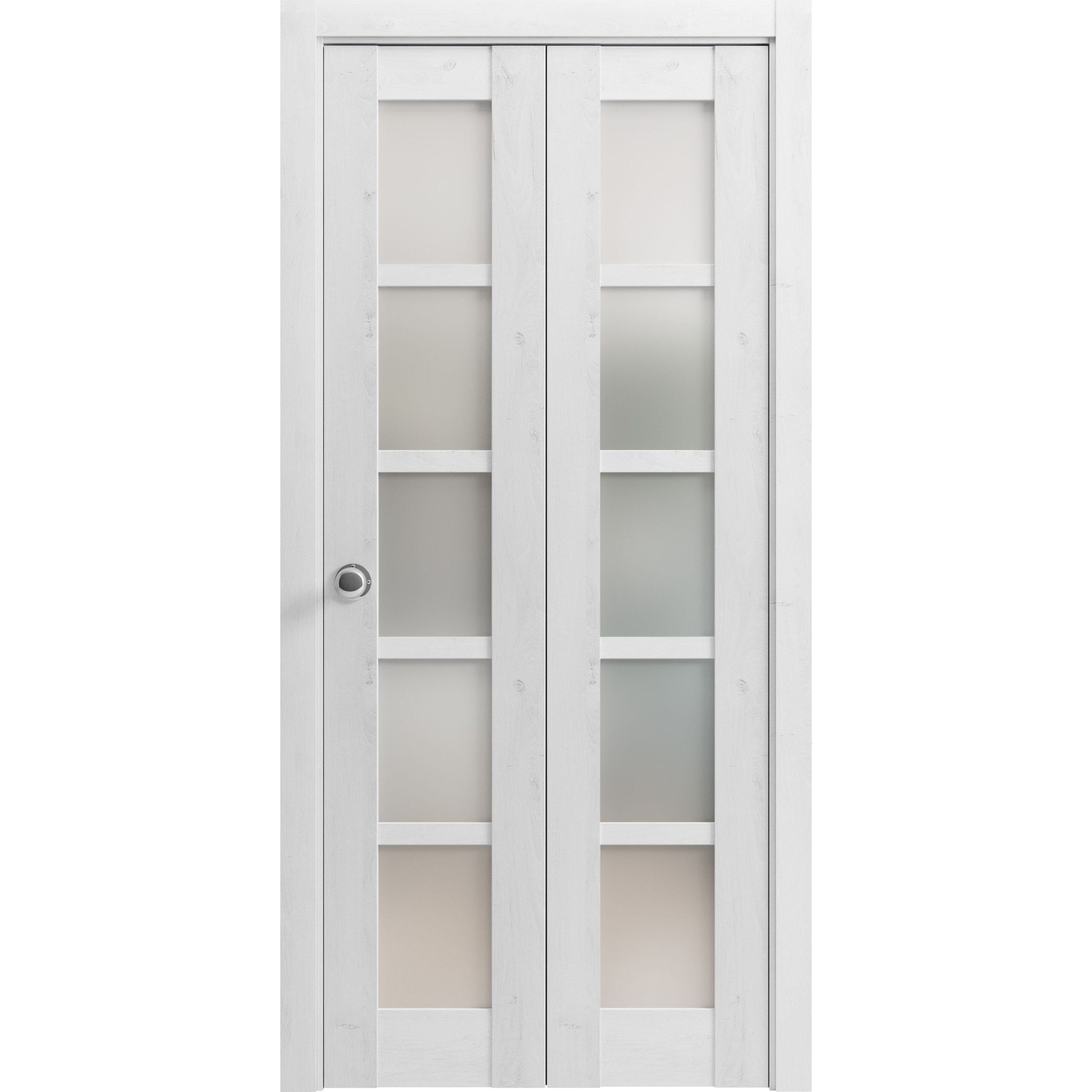Sliding Closet Bifold Doors Quadro 4002 Nordic White with Frosted