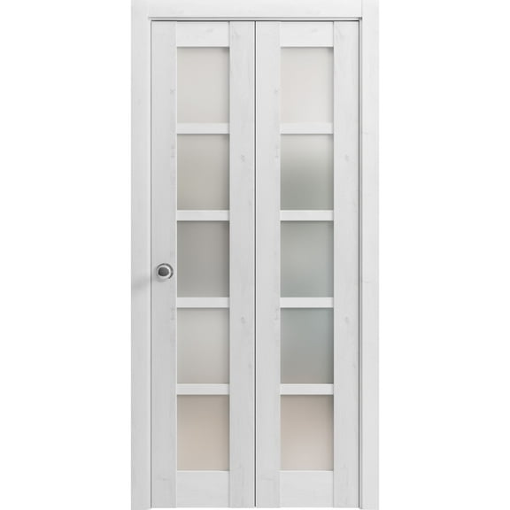Sliding Closet Bi-fold Doors | Quadro 4002 Nordic White with Frosted Glass
