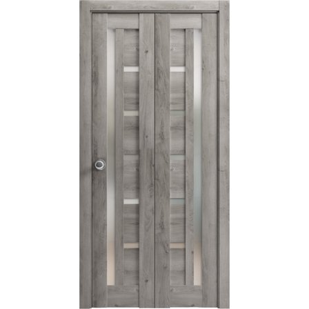 Sliding Closet Bi-fold Doors | Quadro 4088 Nebraska Grey with Frosted Glass