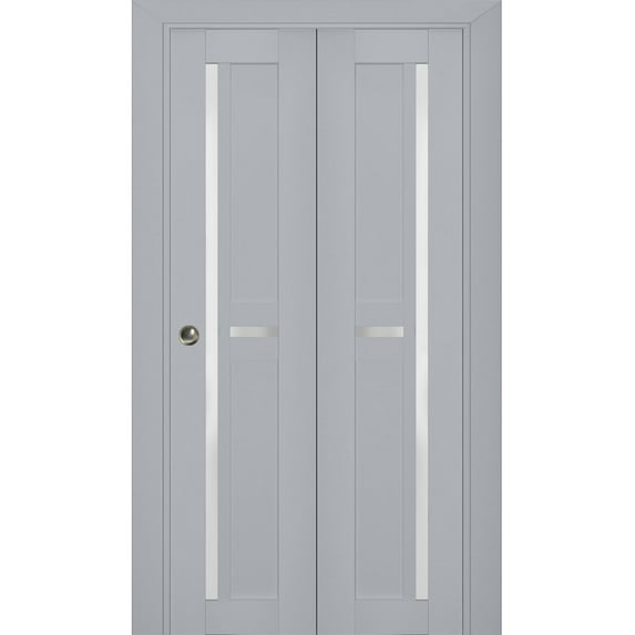 Sliding Closet Bi-fold Doors | Veregio 7288 Matte Grey with Frosted Glass
