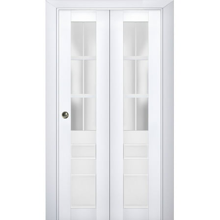 Sliding Closet Bi-fold Doors | Veregio 7339 White Silk with Frosted Glass