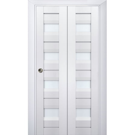 Sliding Closet Bi-fold Doors | Veregio 7455 White Silk with Frosted Glass