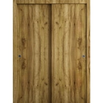 Sliding Closet Bypass Doors 36 x 80 in - LUNO 1003 Antique Oak - Rails Hardware Set - Wood Solid Bedroom Wardrobe Doors