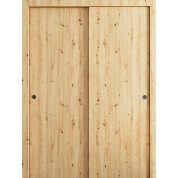 Sliding Closet Bypass Doors 36 x 80 in - LUNO 1003 Caramel Oak - Rails Hardware Set - Wood Solid Bedroom Wardrobe Doors