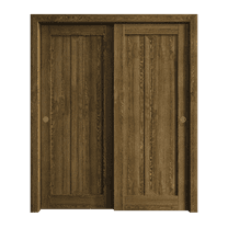 Sliding Closet Bypass Doors 36 x 80 inches | Ego 5006 Marble Oak | Rails Hardware Set | Wood Solid Bedroom Wardrobe Doors
