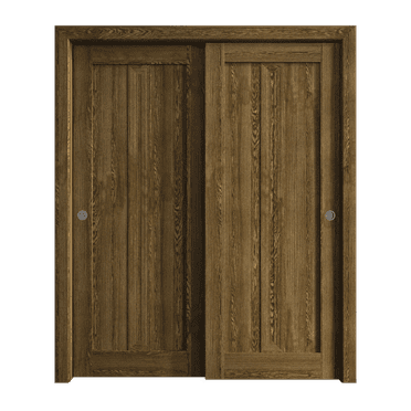 Sliding Closet Bypass Doors 36 x 80 inches | Ego 5006 Marble Oak | Rails Hardware Set | Wood Solid Bedroom Wardrobe Doors