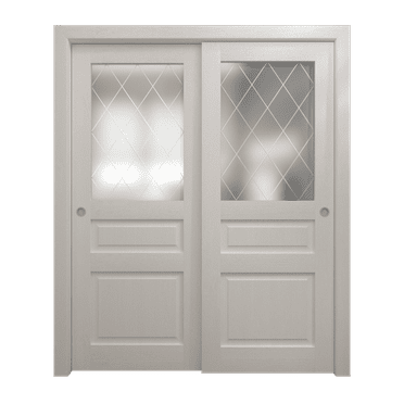Sliding Closet Bypass Doors 36 x 80 inches | Ego 5011 Painted White Oak | Rails Hardware Set | Wood Solid Bedroom Wardrobe Doors