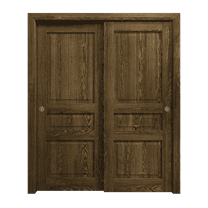 Sliding Closet Bypass Doors 36 x 80 inches | Ego 5012 Marble Oak | Rails Hardware Set | Wood Solid Bedroom Wardrobe Doors
