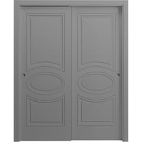 Sliding Closet Bypass Doors 36 x 80 inches / Mela 7001 Painted Grey / Rails Hardware Set / Wood Solid Bedroom Wardrobe Doors