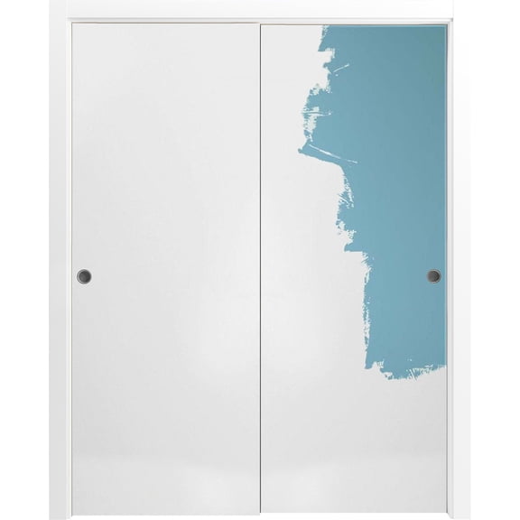 Sliding Closet Bypass Doors 36 x 80 inches | Planum 0010 Primed | Sturdy Rails Moldings Trims Hardware Set | Wood Solid Bedroom Wardrobe Doors