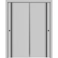 thumbnail image 1 of Sliding Closet Bypass Doors 36 x 80 inches | Planum 0011 Grey Matte with Frosted Glass | Sturdy Rails Moldings Trims Hardware Set | Wood Solid Bedroom Wardrobe Doors, 1 of 6