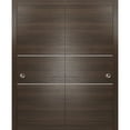 thumbnail image 1 of Sliding Closet Bypass Doors 36 x 80 inches | Planum 0110 Chocolate Ash with Frosted Glass | Sturdy Rails Moldings Trims Hardware Set | Wood Solid Bedroom Wardrobe Doors, 1 of 6