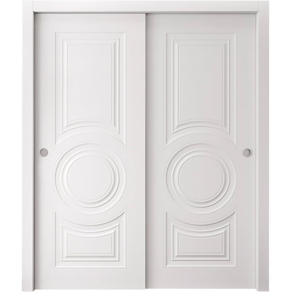 Sliding Closet Bypass Doors 36 x 80 inches | SELECT 1089 White | Rails Hardware Set | Wood Solid Bedroom Wardrobe Doors