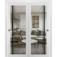thumbnail image 1 of Sliding Closet Bypass Doors 36 x 84 inches | Lucia 2566 White Silk Clear Glass | Sturdy Rails Moldings Trims Hardware Set | Wood Solid Bedroom Wardrobe Doors, 1 of 6