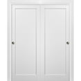thumbnail image 1 of Sliding Closet Bypass Doors 36 x 96 with hardware | Quadro 4111 White Silk | Sturdy Top Mount Rails Moldings Trims Set | Kitchen Wooden Solid Bedroom Wardrobe Doors, 1 of 6