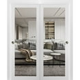 thumbnail image 1 of Sliding Closet Bypass Doors 36 x 96 inches | Lucia 2666 White Silk Clear Glass | Sturdy Rails Moldings Trims Hardware Set | Wood Solid Bedroom Wardrobe Doors, 1 of 6