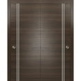 thumbnail image 1 of Sliding Closet Bypass Doors 36 x 96 inches | Planum 0310 Chocolate Ash with Frosted Glass | Sturdy Rails Moldings Trims Hardware Set | Wood Solid Bedroom Wardrobe Doors, 1 of 6
