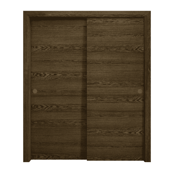 Sliding Closet Bypass Doors 48 x 80 inches | Ego 5000 Marble Oak | Rails Hardware Set | Wood Solid Bedroom Wardrobe Doors