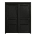 thumbnail image 1 of Sliding Closet Bypass Doors 48 x 80 inches | Ego 5012 Painted Black Oak | Rails Hardware Set | Wood Solid Bedroom Wardrobe Doors, 1 of 5