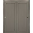 thumbnail image 1 of Sliding Closet Bypass Doors 48 x 84 with hardware | Quadro 4111 Grey Ash | Sturdy Top Mount Rails Moldings Trims Set | Kitchen Wooden Solid Bedroom Wardrobe Doors, 1 of 6