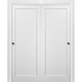 thumbnail image 1 of Sliding Closet Bypass Doors 48 x 84 with hardware | Quadro 4111 White Silk | Sturdy Top Mount Rails Moldings Trims Set | Kitchen Wooden Solid Bedroom Wardrobe Doors, 1 of 6