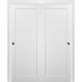 thumbnail image 1 of Sliding Closet Bypass Doors 48 x 84 with hardware | Quadro 4115 White Silk | Sturdy Top Mount Rails Moldings Trims Set | Kitchen Wooden Solid Bedroom Wardrobe Doors, 1 of 6