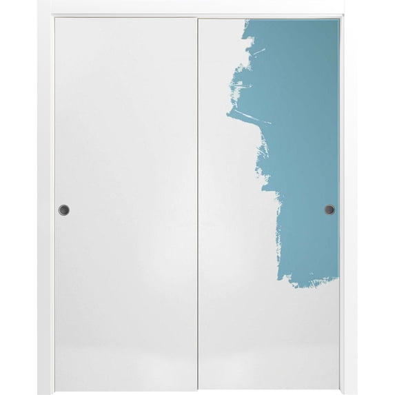 Sliding Closet Bypass Doors 48 x 84 inches | Planum 0010 Primed | Sturdy Rails Moldings Trims Hardware Set | Wood Solid Bedroom Wardrobe Doors