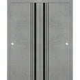 thumbnail image 1 of Sliding Closet Bypass Doors 48 x 84 inches | Planum 0011 Concrete with Frosted Glass | Sturdy Rails Moldings Trims Hardware Set | Wood Solid Bedroom Wardrobe Doors, 1 of 6