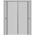 thumbnail image 1 of Sliding Closet Bypass Doors 48 x 84 inches | Planum 0016 Grey Matte with Frosted Glass | Sturdy Rails Moldings Trims Hardware Set | Wood Solid Bedroom Wardrobe Doors, 1 of 6
