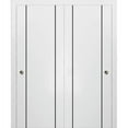 thumbnail image 1 of Sliding Closet Bypass Doors 48 x 84 inches | Planum 0016 White Silk with Frosted Glass | Sturdy Rails Moldings Trims Hardware Set | Wood Solid Bedroom Wardrobe Doors, 1 of 6