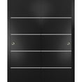 thumbnail image 1 of Sliding Closet Bypass Doors 48 x 96 inches | Planum 0210 Matte Black with Frosted Glass | Sturdy Rails Moldings Trims Hardware Set | Wood Solid Bedroom Wardrobe Doors, 1 of 6