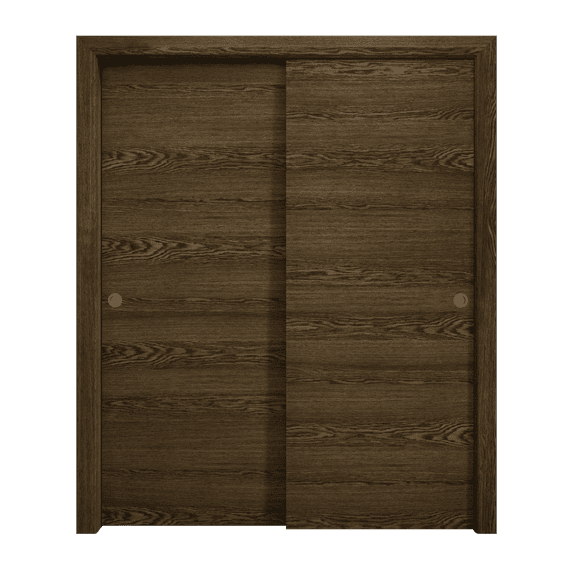 Sliding Closet Bypass Doors 56 x 80 inches | Ego 5000 Marble Oak | Rails Hardware Set | Wood Solid Bedroom Wardrobe Doors