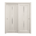 thumbnail image 1 of Sliding Closet Bypass Doors 56 x 80 inches | Ego 5014 Painted White Oak | Rails Hardware Set | Wood Solid Bedroom Wardrobe Doors, 1 of 4